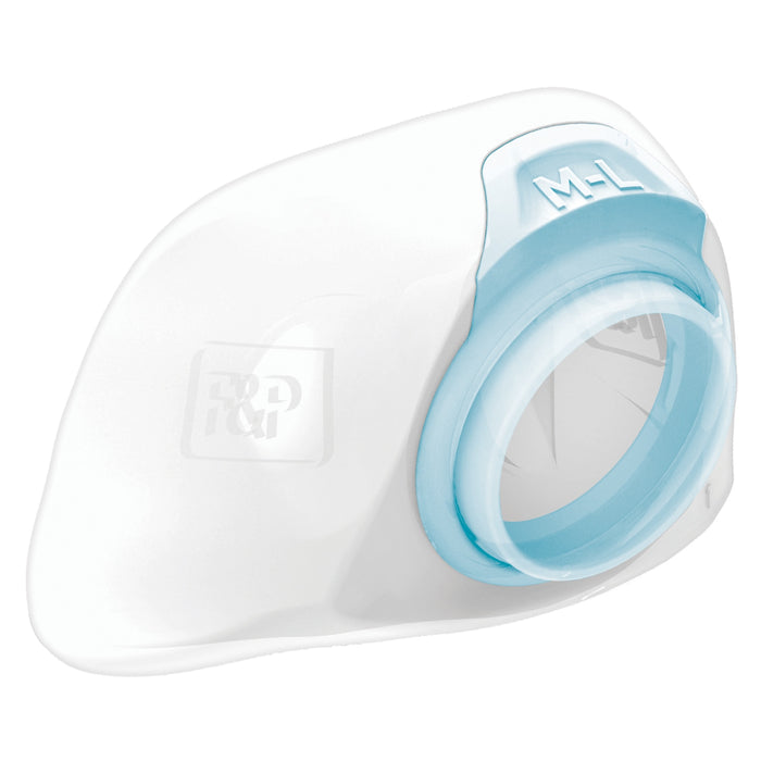 White and blue Brevida CPAP Mask Pillow on a white background