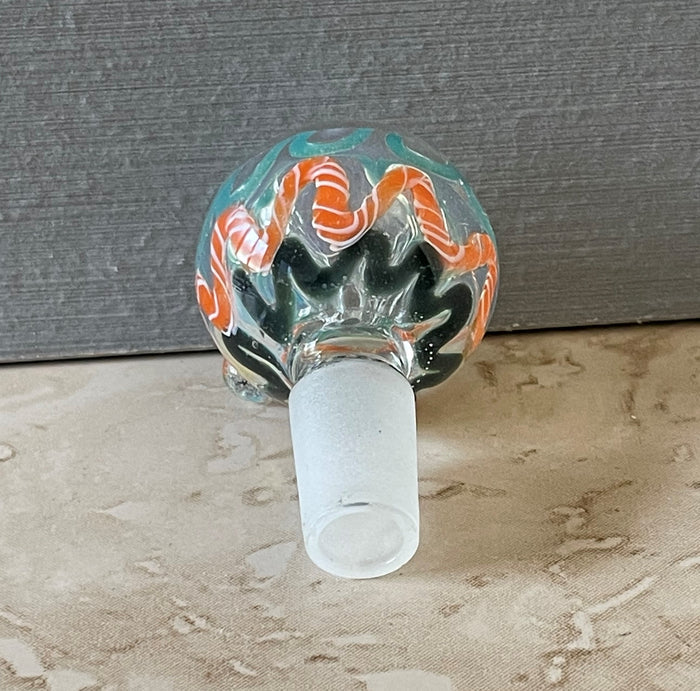 Handmade with Multi Color Swirl in Thick Glass 14mm Male Bowl