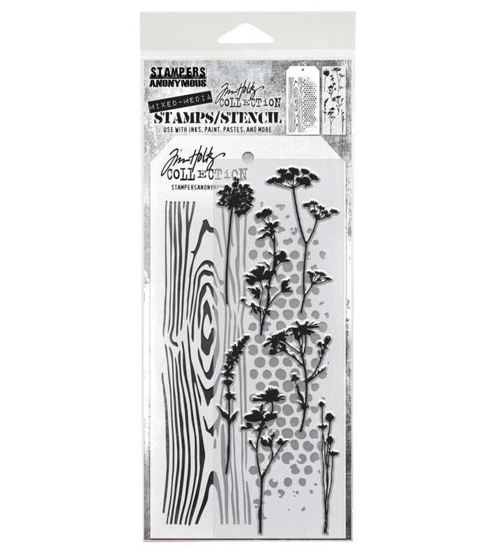 Tim Holtz - Mixed Media Clear Stamp & Stencil - #59. Available at Embellish Away located in Bowmanville Ontario Canada.