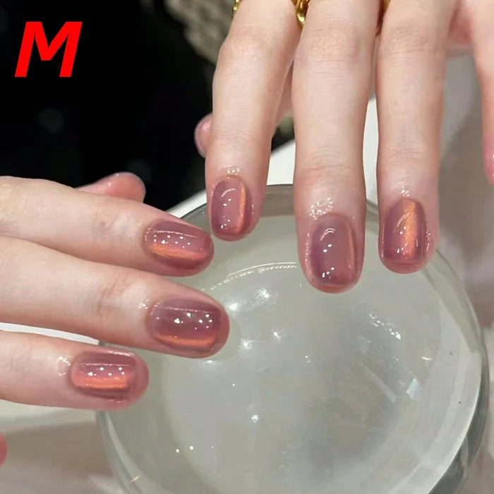 10pcs-XS/S/M French Almond Press on Nails Leopard Print False Nails 3D Bow Wearable Stick-on Nails Fake Nail