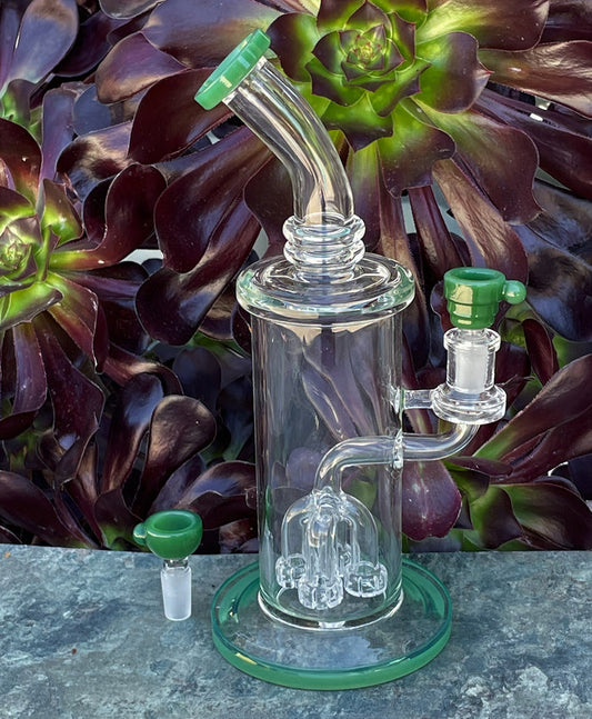11" Best Thick Glass Water Rig w/4 Arm Tree Shower Perc's & 2 - 14mm Bowls - Jade Icee
