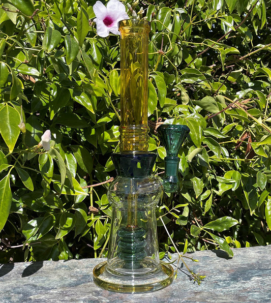 12" Straight Thick Glass Best Rig Shower Perc 14mm Funnel Bowl