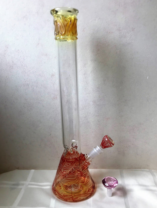 18" Straight Neck Fumed Glass Beaker Bong Ice Catchers 2-14mm Bowls - Ice Castle
