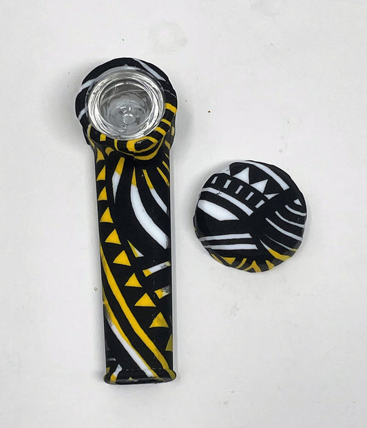 3.5" Silicone Hand Spoon Pipe w/Glass Bowl & Cap