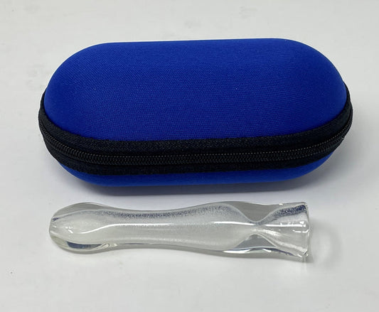4" Glow-in-the-Dark Chillum - Thick Glass One Hitter with Royal Blue Padded Zipper Pouch