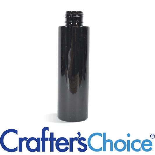 4 oz Black Cylinder Round Plastic Bottle - 24/410