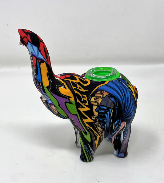 4" Silicone Elephant Spoon Pipe w/Glass Bowl - Batman Design
