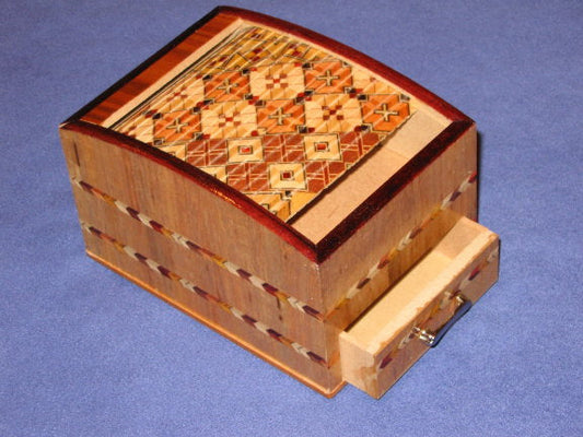 4 Sun Yosegi Zaiku Japanese Two Compartment Music Box