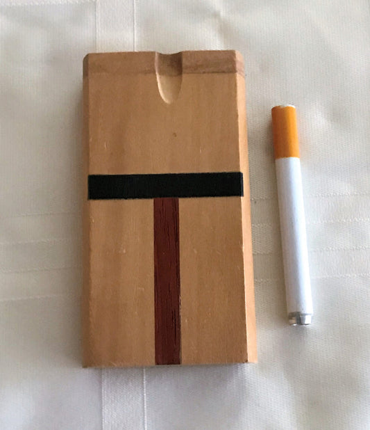 4" Swivel Cap Wooden Dugout Stash Box Container w/One Hitter Aluminum Bat - "T" Design
