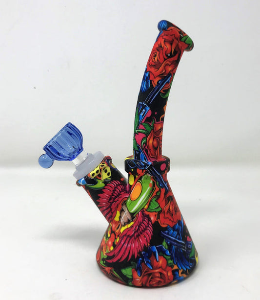 6.5" Silicone Detachable Beaker Bong Colorful Design w/14mm Male