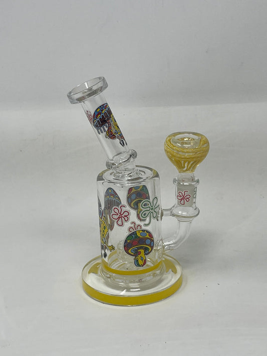 7" Thick Glass Bong with Shower Perc Sponge Cartoon Design
