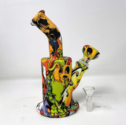8" Detachable Silicone Jug Best Bong Graphic Design 14mm/18mm Dual use Bowl