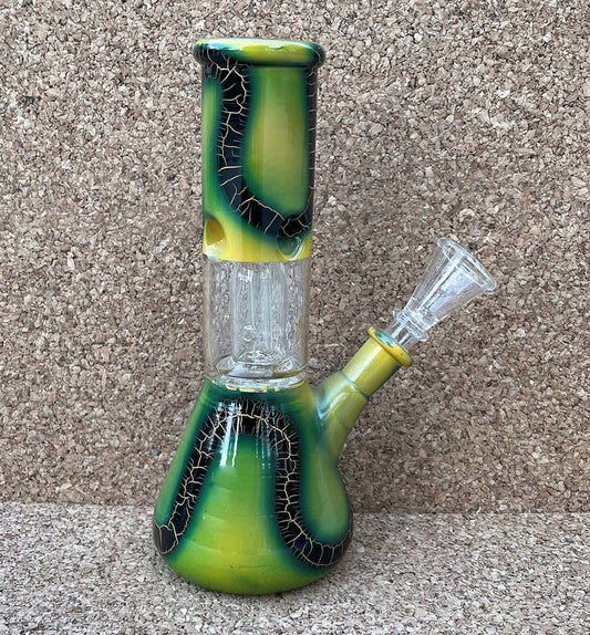 8" Glass Beaker Bong Dome Perc Ice Catchers Slide in stem with Bowl