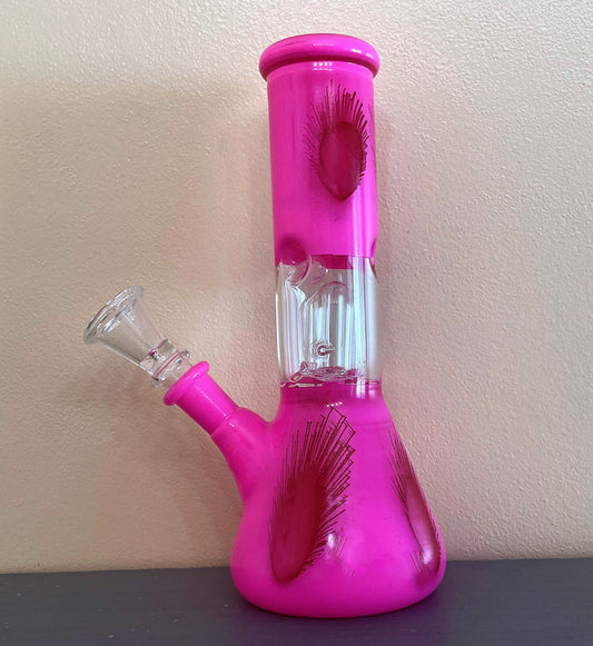 8" Glass Beaker Bong Dome Perc Ice Catchers Slide in stem with Bowl