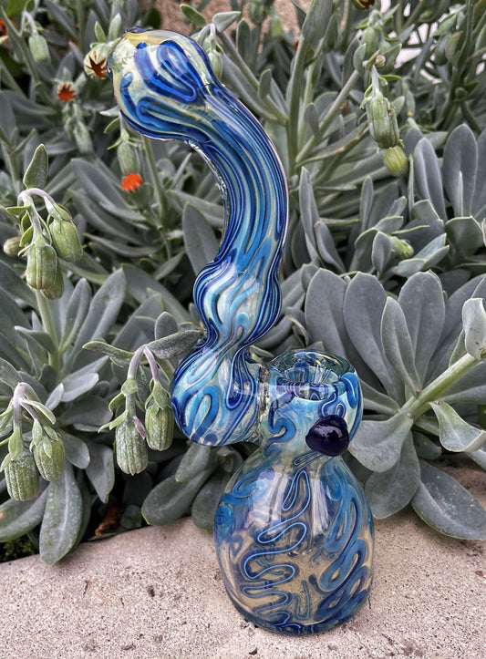 8" Thick Fumed Glass Handcrafted Bubbler - Collectible Design