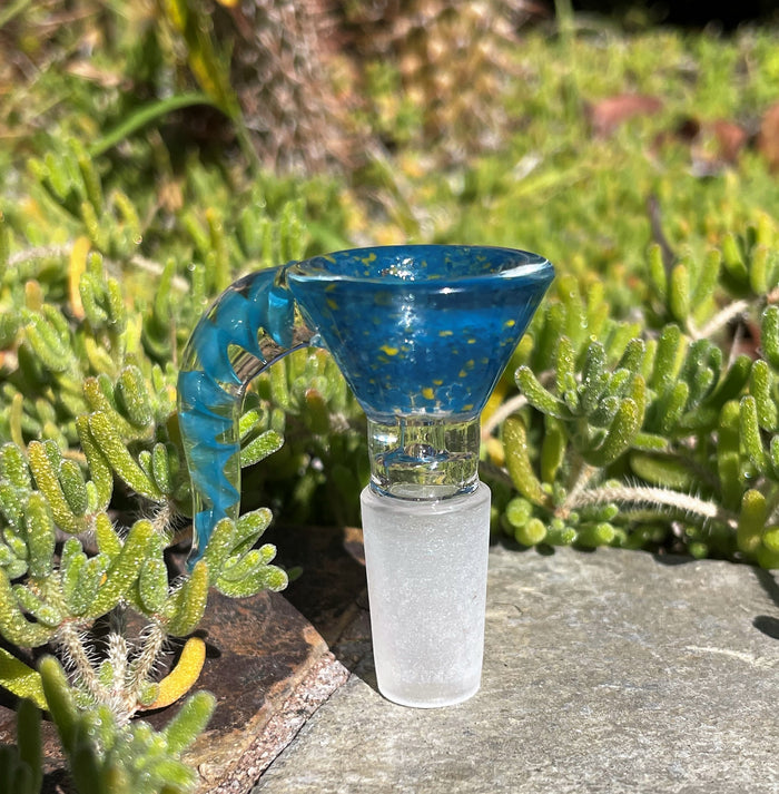 8.5" Hawaiian Style, Thick Glass Beaker Rig & 14mm Bowl w/Horn Handle