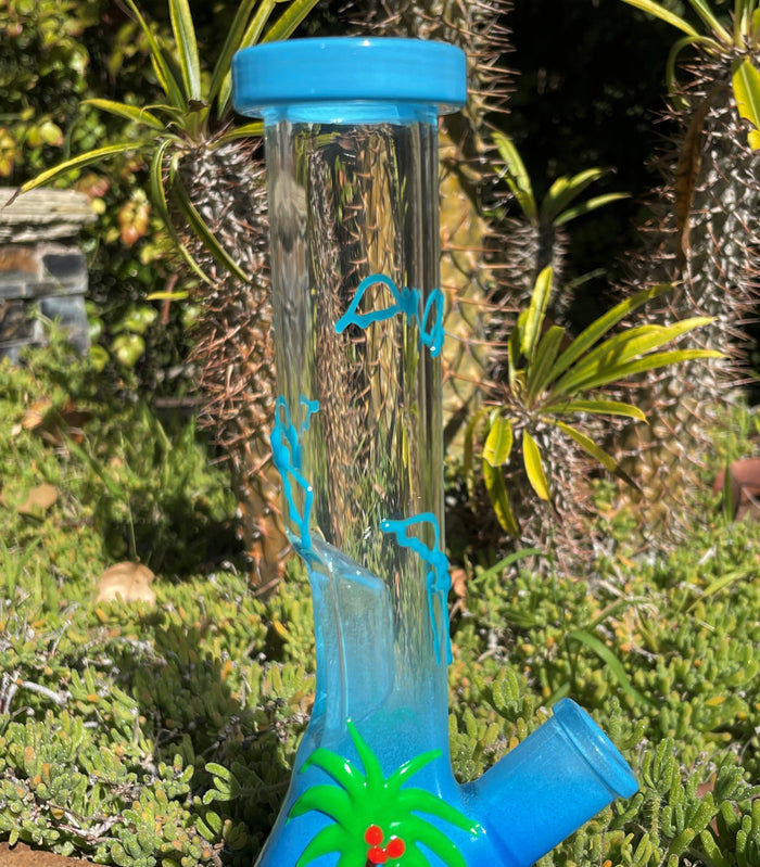 8.5" Hawaiian Style, Thick Glass Beaker Rig & 14mm Bowl w/Horn Handle