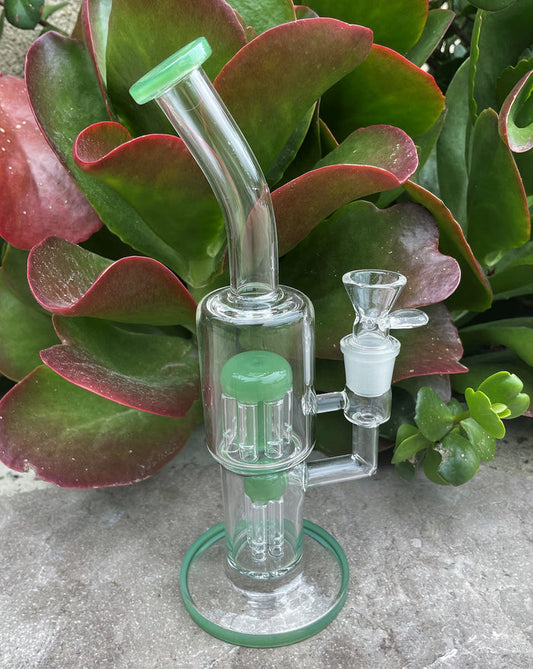 9" Bent Neck Thick Glass Water Rig w/2 - Tree Arm Perc's - Don't Stop the Feeling