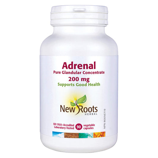 Bottle of New Roots Adrenal 200mg 90 Vegetable Capsules