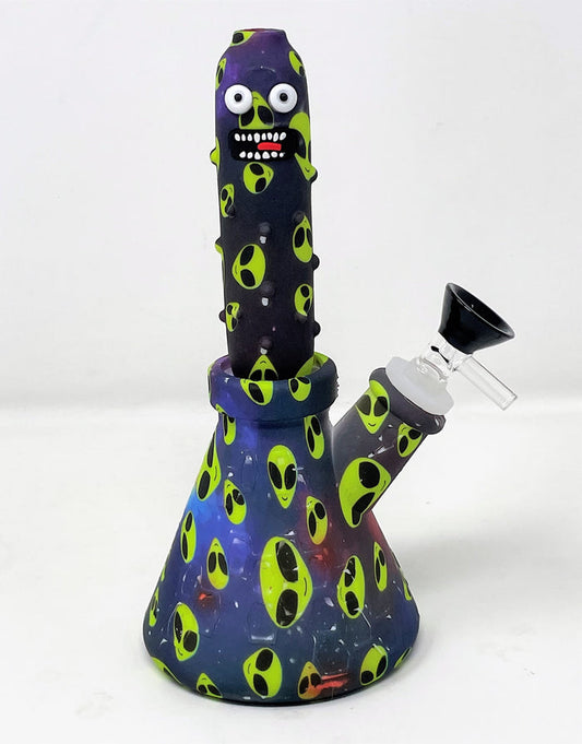 Alien Design Thick Detachable Unbreakable Bong Honey Straw + 14mm Bowl