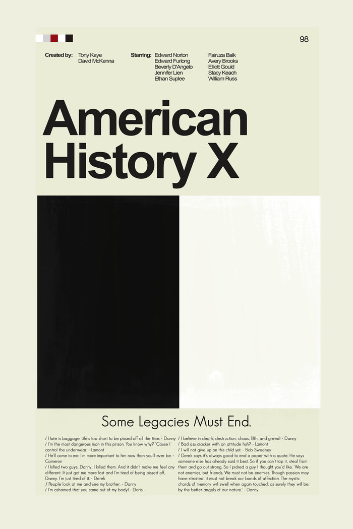 American History X - Black vs. White | 12"x18" or 18"x24" Print only
