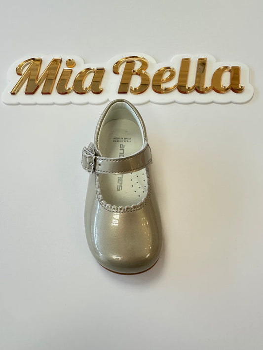 Andanines Leather Patent Shoes  Taupe (Gold)