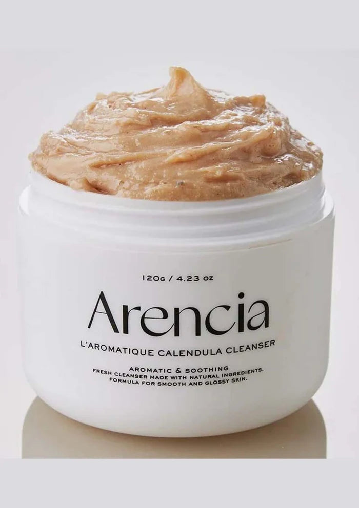 Jar of Arencia L'aromatique Calendula Cleanser on a light gray background