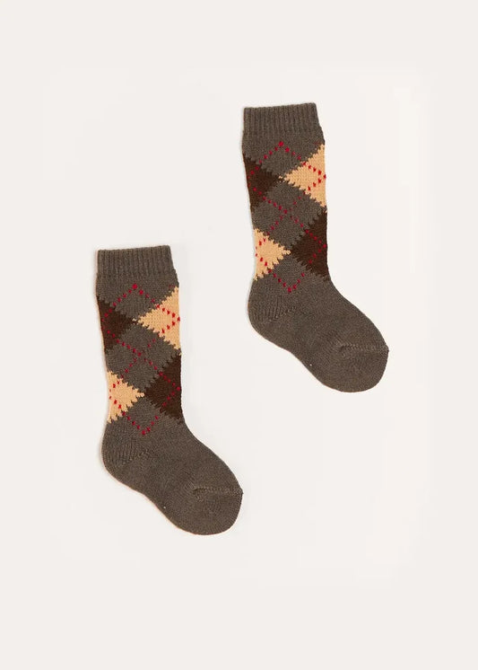 Argyle Knee Socks in Brown (2-10yrs) SOCKS from Pepa London