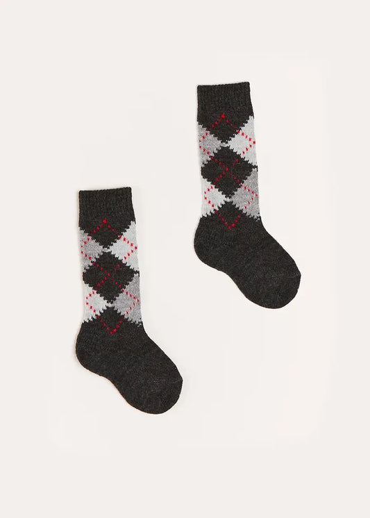 Argyle Knee Socks in Grey (2-10yrs) SOCKS from Pepa London
