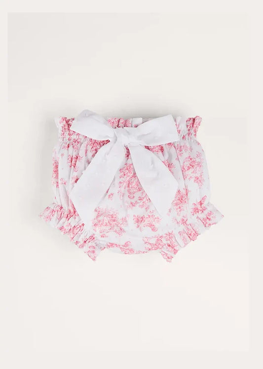 Audrey Toile Bow Detail Bloomers in Pink (1mth-2yrs) BLOOMERS from Pepa London