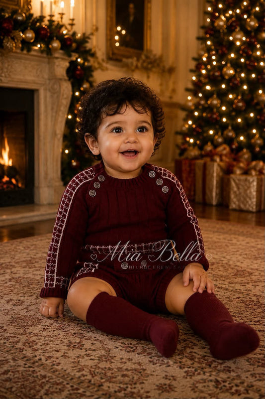 AW Rahigo 2 Piece Boys Burgundy Set Shorts and Jumper