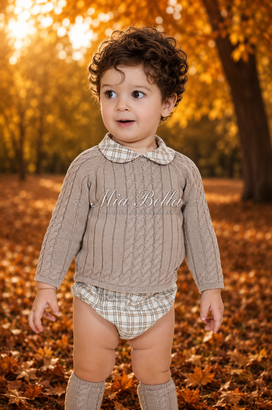 AW Rahigo Baby Boys 2 Piece Shorts and Jumper Set Soft Beige