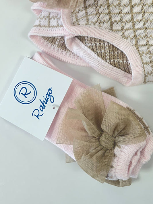 AW Rahigo  Baby Pink/Camel Socks with Bow