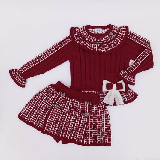 AW Rahigo Burgundy 2 Piece Skirt Set and Jumper