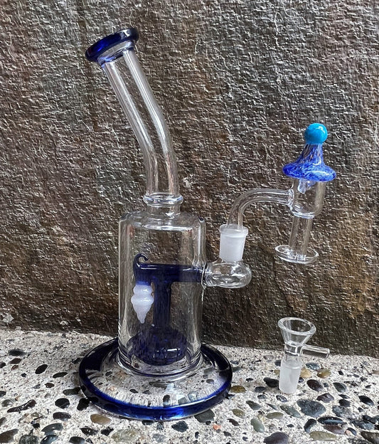 Awesome! Thick Glass 9.5" Rig Shower Perc includes Terp Slurper & Quartz Banger w/Carb Cap - Dream Big