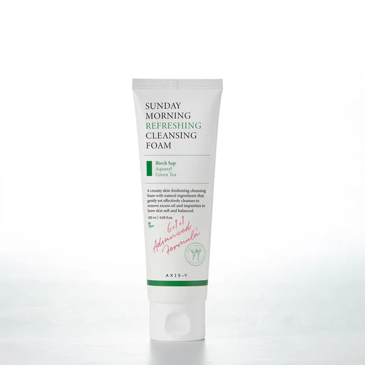 AXIS Y Sunday Morning Refreshing Cleansing Foam Birch Sap Aquaxyl Green Tea غسول البشرة الرغوي من اكسز واي