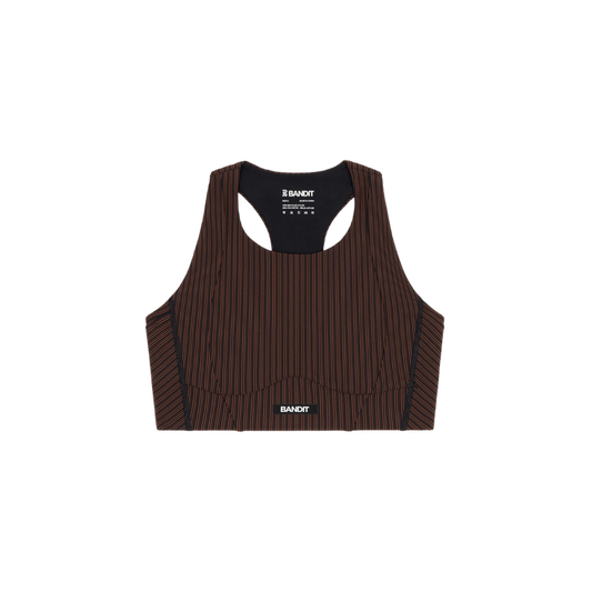 Bandit Variegated Stripe Cadence Longline Bra - Cacao / Black