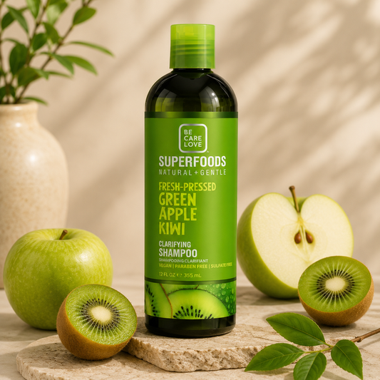 Be Care Love - Superfoods - Clarifying Shampoo, Green Apple Kiwi (God til fedtet hår) 355 ml.