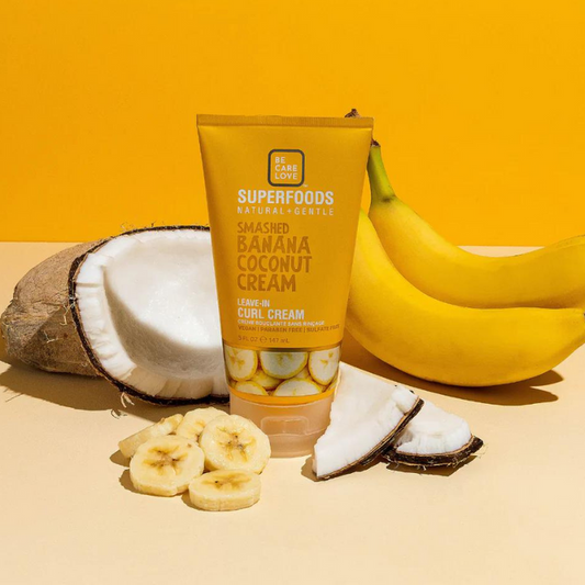 Be Care Love - Superfoods - Natural & Gentle, Leave-In Curl Cream, Smashed Banana Coconut Cream - 5 fl oz (147 ml)
