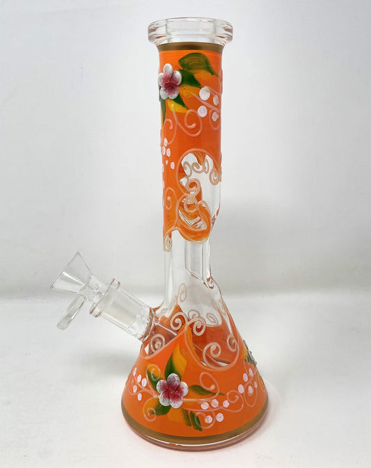 Beautiful Flowers Best 8" Beaker Rig w/Glow in the Dark Design