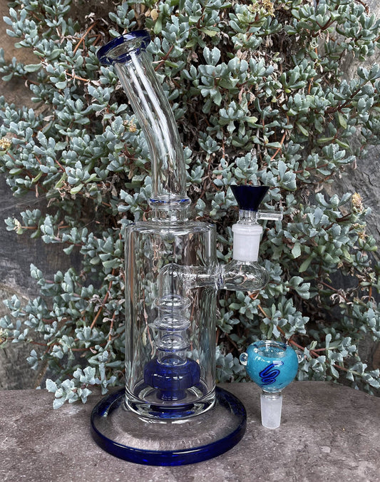 Best 10" Thick Glass Rig Shower Perc includes 2 - 14mm Male Bowls - Enjoy Yourself