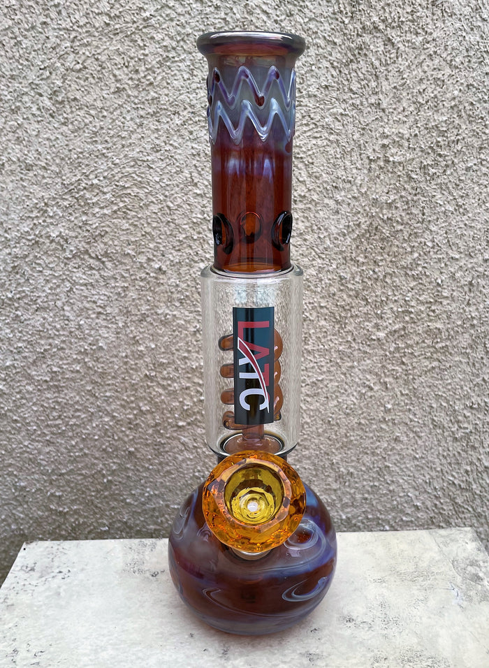 Best 11.5" Thick Glass Bong with Ice Catcher & 14mm Male Diamond Shaped Bowl - Molten Lava