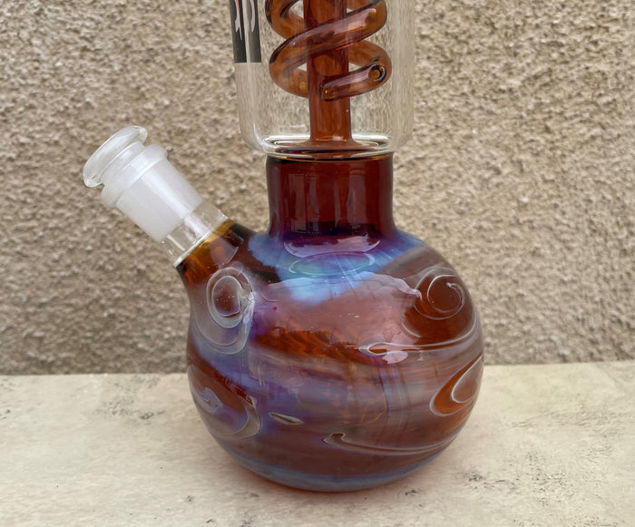 Best 11.5" Thick Glass Bong with Ice Catcher & 14mm Male Diamond Shaped Bowl - Molten Lava