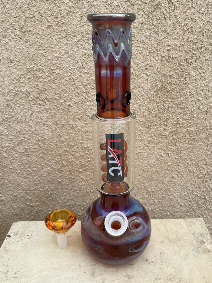 Best 11.5" Thick Glass Bong with Ice Catcher & 14mm Male Diamond Shaped Bowl - Molten Lava