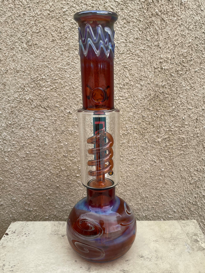 Best 11.5" Thick Glass Bong with Ice Catcher & 14mm Male Diamond Shaped Bowl - Molten Lava