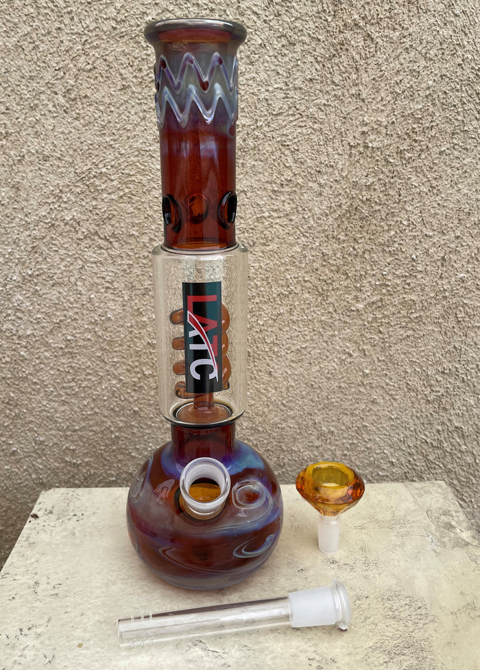 Best 11.5" Thick Glass Bong with Ice Catcher & 14mm Male Diamond Shaped Bowl - Molten Lava