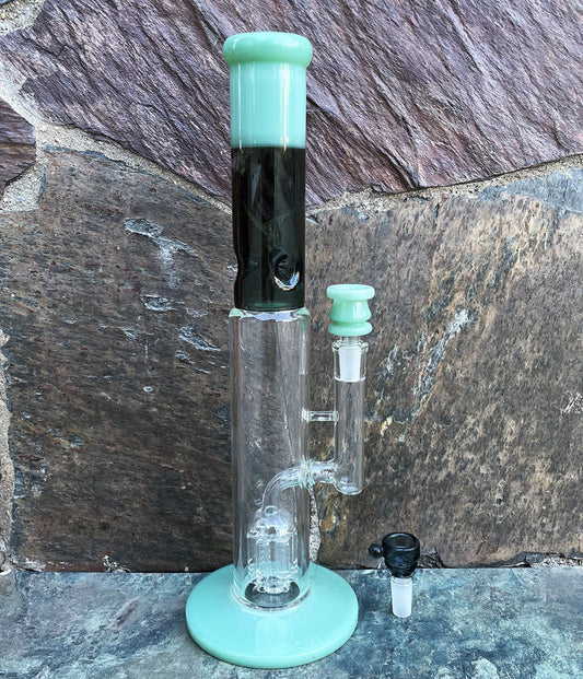 Best 14.5" Straight Thick Glass Rig Tree Arm Perc 2 - 14mm Bowls