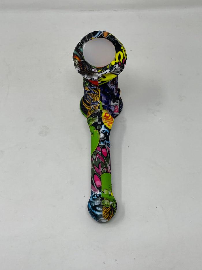Best 7" Hammer Silicone Bubbler Hand Pipe with Glass Bowl
