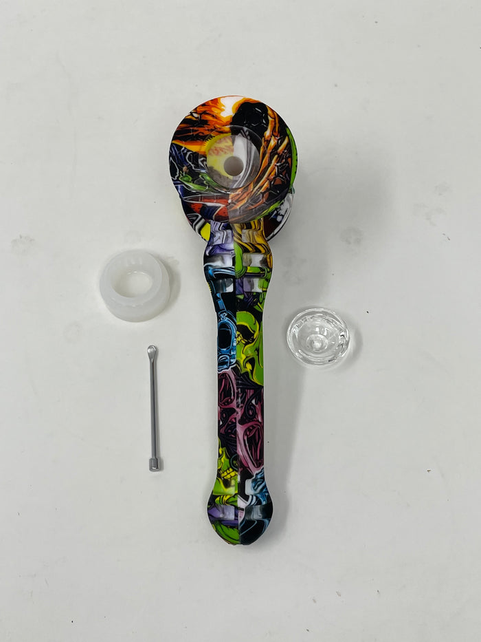 Best 7" Hammer Silicone Bubbler Hand Pipe with Glass Bowl