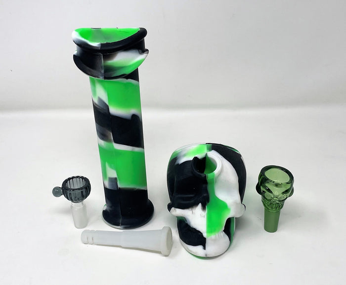 Best Silicone Skull Design 9" Bong Unbreakable Detachable 2 - Bowls